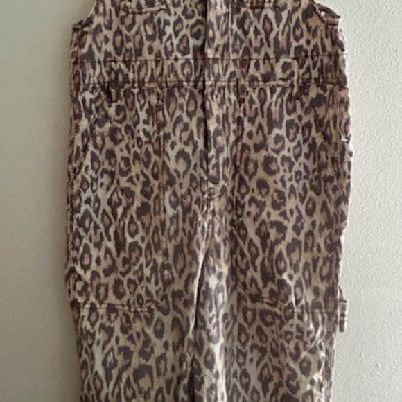 Urban Outfitters Camille Leopard Print Cheetah Cotton Zip Racerback Overalls NEW - Picture 6 of 16